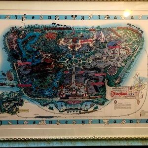 Disneyland map from the 1960s, nicely framed